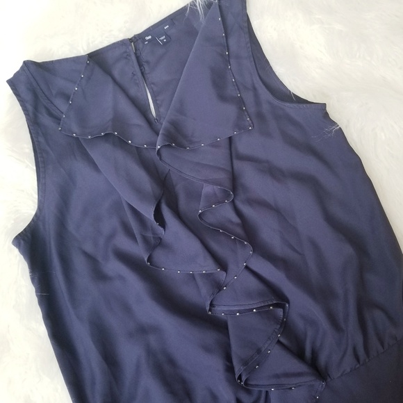 Gap Sleeveless Navy Tank Top with Ruffles - Picture 1 of 7